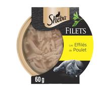 SHEBA Dômes Filets en Sauce, Lot de 32 Boîtes (32 x 60 g), Saveur Poulet, Nourriture Humide Chat Adulte, Complément Repas Chat, Les Effilés de Poulet