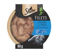 Sheba Les Dômes – Filets au Poulet et Thon MSC – 1 x 60 g