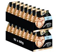 Sheba Filets pour chat – Nourriture humide en coque, poisson blanc durable – 16 x 60 g