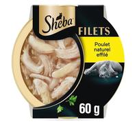 SHEBA Dômes Filets en Sauce, Lot de 32 Boîtes (32 x 60 g), Saveur Poulet, Nourriture Humide Chat Adulte, Complément Repas Chat, Les Effilés de Poulet