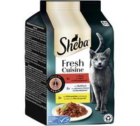 Sheba Fresh Cuisine Taste of Paris Lot de 6 sachets de 50 g avec bœuf et Poisson Blanc MSC