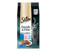 SHEBA Fresh & Fine Nourriture humide pour chats en gelée avec thon, saumon et poisson blanc, 6x50g