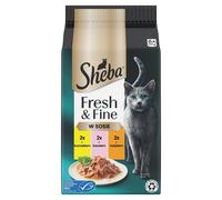 SHEBA Fresh & Fine sachets 6x50 g nourriture humide pour chats en sauce au poulet, au saumon, à la dinde