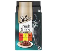 SHEBA Fresh & Fine sachets 6x50 g nourriture humide pour chats en sauce avec du bœuf, du poulet, de l'agneau