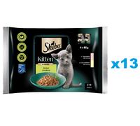 SHEBA Kitten choice of flavours sachets 52x85 g d'aliment complet humide pour chaton en morceaux de sauce avec : saumon, poulet