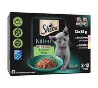 SHEBA® Kitten Sélection mixte en sauce sachets fraîcheur pour chaton / kitten 2 variétés 48x85g