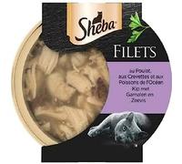 Sheba Les Domes DE 1 x 60g Les Filets Au Poulet, aux Crevettes et aux Poissons de l'Océan