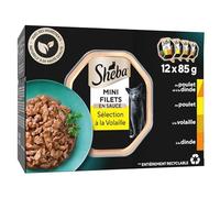 Sheba Mini Filets - Barquettes pour chat adulte, Coffret à la volaille en sauce, 6x12x85g (L'emballage peut varier)