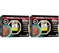 SHEBA Mini Filets en Sauce Sélection à la Volaille barquettes pour Chat Adulte 4 variétés Mega Pack 32x85g (Lot de 2)
