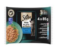 Sheba Mini Filets en Sauce Sélection de Poissons Aliment pour Chat - 4 x 85 g