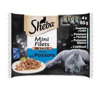 Sheba Sachets fraîcheur mini filets en sauce aux poissons blancs pour chat - Les 4 sachets de 85g
