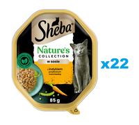 SHEBA Nature's Collection tray 22x85 g nourriture complète humide pour chats adultes morceaux de dinde garnis de carottes en sauce