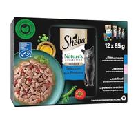 Sheba - Pâtée Adulte en Sauce aux Saveurs Marines, Texture Fondante et Fraîcheur Garantie (12 Sachets) - Lot de 3 - Vendu par Lot
