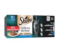 Sheba - Pâtée Gourmande pour Chat Adulte, Sauce au Cabillaud, Saumon et Thon MSC (Boîte 2,5 kg) - Lot de 2 - Vendu par Lot