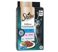 Sheba - Pâtée Savoureuse pour Chat Adulte, Sauce Onctueuse Thon & Saumon, Lot de 6 Sachets - Lot de 3 - Vendu par Lot