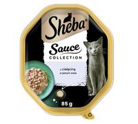 SHEBA Sauce Collection barquette 85g - aliment humide complet pour chats adultes, morceaux de veau, en sauce