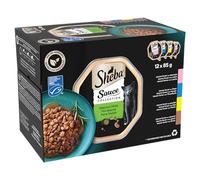 Sheba Sauce Collection Barquettes Nourriture Humide pour Chat Adulte Sélection Mixte 4 variétés 12x85g