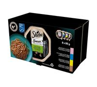 SHEBA Sauce Collection Sélection de Saveurs 8x85 g en sauce avec saumon, thon, poulet, canard
