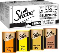 SHEBA Selection Select Slices Saveurs de volaille 120x85 g en morceaux de sauce avec : canard, poulet, volaille, canard et dinde pour chats adultes
