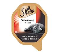 Sheba Sélection en Sauce, Nourriture Humide pour Chats avec Succulent Bœuf & Dinde - 22 Pots de 85 g, Total : 1870 g
