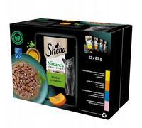SHEBA Selection Fish Flavours in sauce 12x85g nourriture humide avec saumon et morue noire, poisson blanc, poisson de mer, morue pour chats