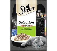 Sheba Selection in Sauce Nourriture Humide pour Chat - Diversité Fine (MSC) - Nourriture Humide de qualité supérieure en 48 sachets pour Chats - Lot de 4 (4 x 12 sachets de 85 g)
