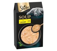 SHEBA Soupe Sachet de Nourriture Humide pour Chat Adulte au Poulet, Pack de 40 (10 x 4 x 40 g)