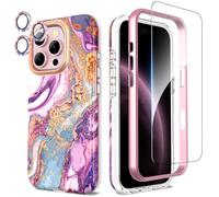 SHEDEER Coque pour Iphone 16 Pro,4 en1 Paillette Caméra Protection & Verre Trempé & Bumper& Étui pour Iphone 16 Pro, Coque pour Iphone 16 Pro avec Paillettes, Brillant, Antichoc, Meteor Violet