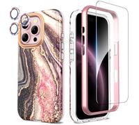 SHEDEER Coque pour iPhone 16 Pro avec Film Protecteur + Protection Caméra, TPU Antichoc Protection à 360°, Coques pour 16 Pro Brillante Motif résistant à la décoloration Étui 16 Pro, Noir