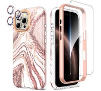 SHEDEER Coque pour Iphone 16 Pro Max, 4 en1 Paillette Caméra Protection & Verre Trempé & Bumper & Étui pour Iphone 16 Pro Max, Coque pour Iphone 16 Pro Max avec Paillettes, Brillant, Antichoc, Or Rose