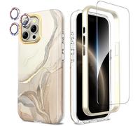 SHEDEER Coque pour Iphone 16 Pro Max, 4 en1 Paillette Caméra Protection & Verre Trempé & Bumper & Étui pour Iphone 16 Pro Max, Coque pour Iphone 16 Pro Max avec Paillettes, Antichoc, Elegant Blanc