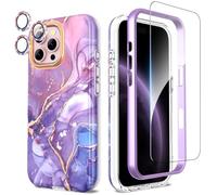 SHEDEER Coque pour Iphone 16 Pro Max, 4 en1 Paillette Caméra Protection & Verre Trempé & Bumper & Étui pour Iphone 16 Pro Max, Coque pour Iphone 16 Pro Max avec Paillettes, Antichoc, Light Violet