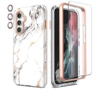 SHEDEER Coque pour Samsung A54 5G avec Film Protecteur + Protection Caméra, TPU Antichoc Protection à 360°, Coque pour Galaxy A54 5G Brillante Motif résistant à la décoloration Coques A54 5G, Marbre