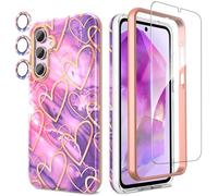 SHEDEER Coque pour Samsung A55 5G avec Film Protecteur + Protection Caméra, TPU Antichoc Protection à 360°, Étui Galaxy A55 5G Brillante Motif résistant à la décoloration Coques A55 5G, Violet