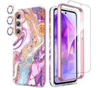SHEDEER Coque pour Samsung A55 5G avec Film Protecteur + Protection Caméra, TPU Antichoc Protection à 360°, Étui Galaxy A55 5G Brillante Motif résistant à la décoloration Coques A55 5G, Violet