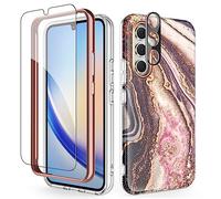 SHEDEER Coque pour Samsung Galaxy A34, 4 en1 Paillette Caméra Protection & Verre Trempé & Bumper, Coque pour Galaxy A34 avec Paillettes, Brillant, Antichoc, Awesome Noir