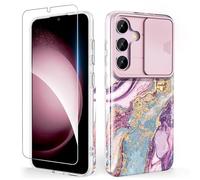 SHEDEER Coque pour Samsung S25 avec Coulissante Protection de la Caméra + Protecteur d'écran, Ultra-fine Antichoc Coque pour Galaxy S25, Brillante à motif Résistant à la Décoloration étuis S25, Violet