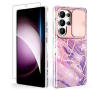 SHEDEER Coque pour Samsung S26 Ultra, Couverture Glissante pour l'objectif & Protecteur d'écran，Motif lustré Moderne, Anti-Choc et léger, adapté à Galaxy S26 Ultra 6.9 Pouces（Violette + Cœur）.
