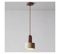 SHEDIE Suspension, mini-cylindre en pierre naturelle, suspension en bois de noyer, travertin, luminaire suspendu for îlot de cuisine for salle à manger, chambre à coucher, restaurant(15cm)