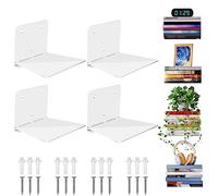 Sheeliy Etagere Murale Invisible, Bibliothèque Murale Etagères Flottantes pour Livres, Metal Concealed Bookshelf Livre Murale pour Chambre à Coucher, Bureau, Cuisine, Lot de 4