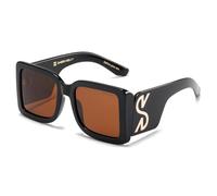 SHEEN KELLY Lunettes de soleil carrées polarisées rétro pour femmes Mode Hippie Métal Design à dessus plat Noir Lunettes de soleil