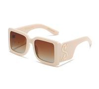 SHEEN KELLY Lunettes de soleil carrées polarisées rétro pour femmes Mode Hippie Métal Design à dessus plat Noir Lunettes de soleil