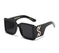 SHEEN KELLY Lunettes de soleil carrées polarisées rétro pour femmes Mode Hippie Métal Design à dessus plat Noir Lunettes de soleil