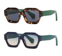 SHEEN KELLY Lunettes de soleil homme femme à La Rétro Mode Épais Hexagone cadre orange 80s Lunettes