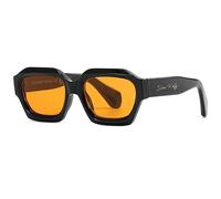SHEEN KELLY Lunettes de soleil homme femme à La Rétro Mode Épais Hexagone cadre orange 80s Lunettes