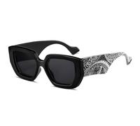 SHEEN KELLY Lunettes de soleil Hommes Femmes Rétro Carrées épaisses Lunettes Mode Grand Temples à Motif Totem Conception