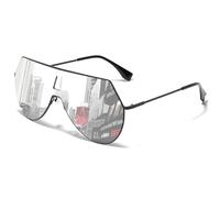 SHEEN KELLY Lunettes de soleil pilote rétro pour femmes et hommes, Design rond classique, verres plats une pièce, Protection UV