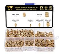 SHEENO 390 Pcs Écrou Moleté,Insert Fileté Nuts,M2 M2.5 M3 M4 M5 M6 Filetage Femelle Écrous pour Injection Moulage Imprimer en 3D ou Automobile