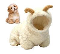Sheep Dog Costume, Plush Lamb Shape Pet Hoodie with 3D Horn Design, Cute
