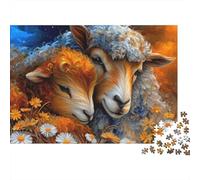 Sheep in Flower Field Puzzle 1000 Pieces Cadeau Unique Jeu Éducatif Défi Jouet À De Qualité Supérieure Peinture Art pour Adultes Et Enfants À Partir De 12 Ans 52x38cm/1000pcs